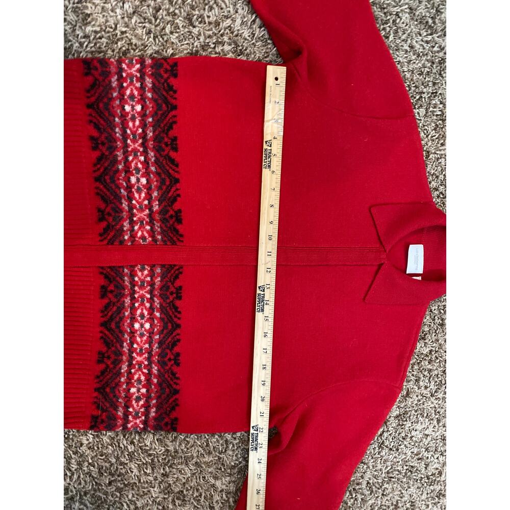 Liz Claiborne Women Large Cardigan Sweater 100% Wool Red Classic Preppy - Picture 6 of 8